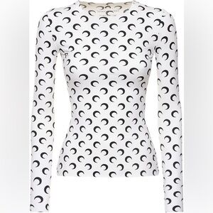 Marine Serre White All Over Moon Long Sleeve Top